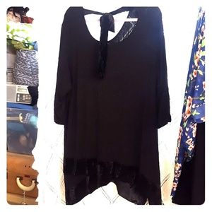 Velvet and cotton tunic with back tie